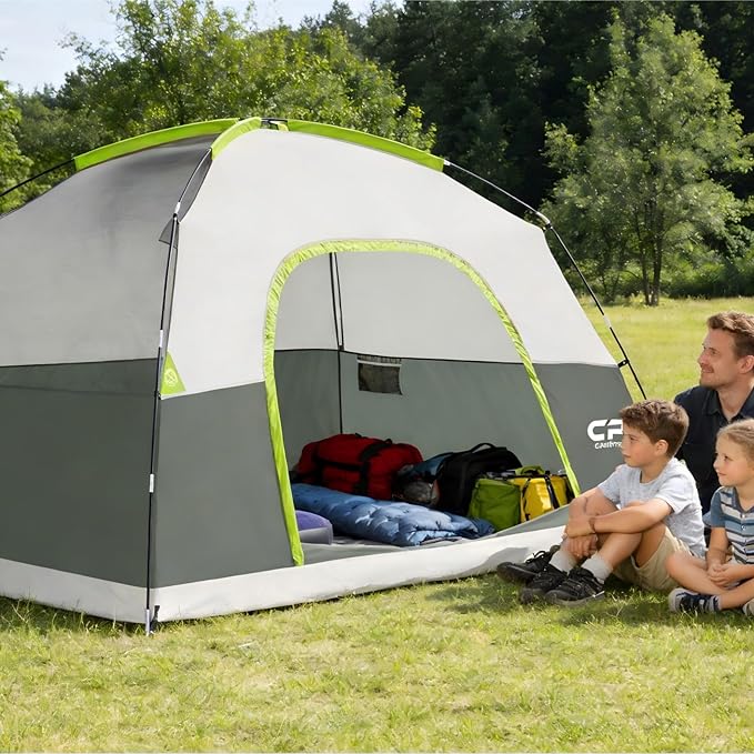 CAMPROS CP Camping Tent 2/4/6 Person, Waterproof Windproof Double Layer Dome Tent, Easy Setup with Large Mesh Windows & Wide Door for Outdoor Camping Backyard
