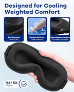 3D Weighted Cooling Gel Eye Mask for Sleeping, FSA Eligible Items HSA, 6oz Gel-Weighted Sleep Mask, 100% Blackout, Gentle Pressure & Cold Relief for Migraine, Ice Cold Mask for Travel Essentials