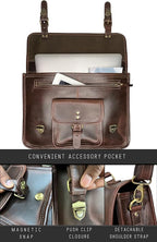 RUSTIC TOWN Leather Messenger Bag for Men - Full Grain Leather Briefcase Laptop Satchel Office Crossbody Travel Bag