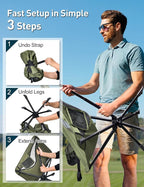Docusvect Swivel Portable Camping Chair for Adults, Fast Setup, Lightweight & Small Folding Chair with Cup Holder, Side Pocket and Carry Bag - Support 330 LBS