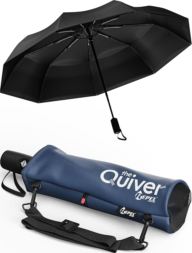 Repel Windproof Travel Umbrella - Compact & Withstands Winds up to 100MPH , Strongest Premium Auto Folding Umbrella for Rain and Sun - Durable, Light & Portable for Women & Men , Fits Backpack & Cars