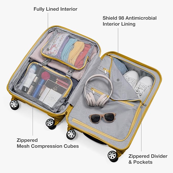 Traveler's Choice Pagosa Hardshell Expandable Luggage with Spinner Wheels, Yellow, 26-Inch Medium