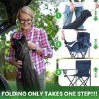2 Pack Portable Camping Chairs Folding Lawn Chair Outdoor Lightweight Beach Chair with Cup Holder & Carry Bag for Outside Sports, Fishing, Hiking, Travel, Picnic, Backyard (Navy)