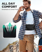VULKIT Money Belt for Travel, Hidden Passport Holder, Anti-Theft Travel Wallet Under Clothes, RFID Blocking Waist Pouch, Undercover Fanny Pack, Carbon Black