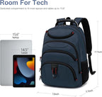 Boavan Laptop Backpack for men, 15.6 inch Laptop Bag with USB Port, Waterproof Travel Work Backpack Purse, Anti-Theft Teacher Nurse Doctor Casual Bookbags Office Business backpack，Classic Navy