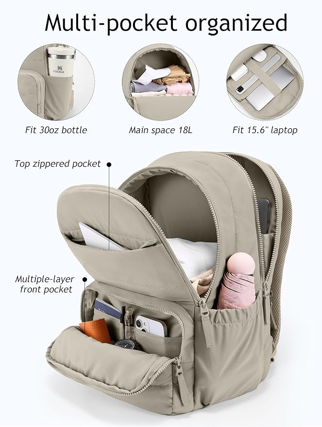 Uselike Travel Backpack for Women, 15.6 Inch Laptop Backpack, Quilted College Bookbag, Cute Work Backpacks, Water Resistant