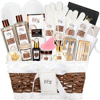 Gifts for Women & Men, Gift Basket for Mom & Dad - 28Piece Coconut Vanilla Spa Gift Basket, Bath and Body Skin Care Gift Set for Birthday, Mothers Day, Christmas Gifts, Spa Kit Self Care