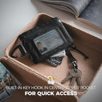 VULKIT RFID Blocking Lanyard Wallet for Men and Women, Nylon Neck Wallet with ID Window, Zipper Pouch and Keychain, Magnetic Pocket for Hiking, Fishing and Outdoor Activities, Carbon Black