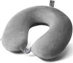 Travel Pillow, 100% Pure Memory Foam Neck Pillow, Suitable for Airplanes, Cars, Trains, Office Naps, Home Lounge Chairs, Removable and Washable Pillow Cover (Gray)