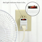New! 3 Prong Grounded Single Port Power Adapter for Outlet with On/Off Switch to be Energy Saving with Indicator Light - 3 Pack……