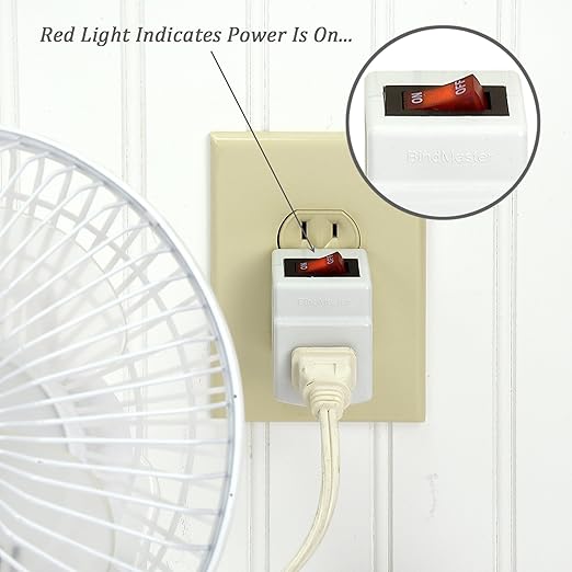 New! 3 Prong Grounded Single Port Power Adapter for Outlet with On/Off Switch to be Energy Saving with Indicator Light - 3 Pack……