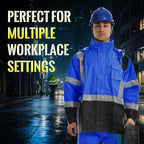 SKSAFETY Hi Vis Safety Rain Jacket for Men, Construction Work Rain Gear Heavy Duty Class 3 Rain Coat Waterproof Lightweight