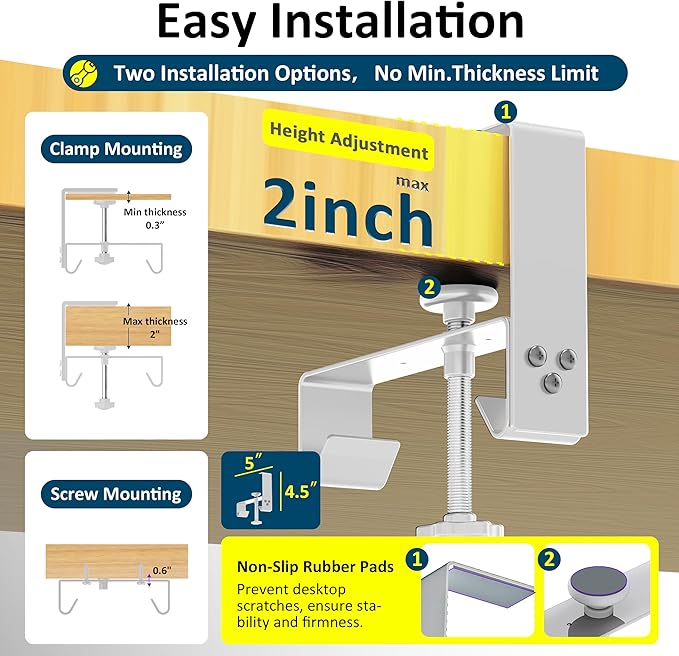 28" Small Under Desk Cable Management Tray No Drill, Compact Clamp On Cord Organizer for Dorm & Small Desk, Anti-Sag Oxford Fabric Wire Hider, Power Strip Holder (Beige, 28.6")
