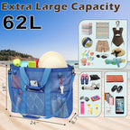 Fammart Mesh Beach Bag, Large Beach Tote with Zipper Pocket, Toys Pool Bag for Family Travel Vacation Cruise Essentials