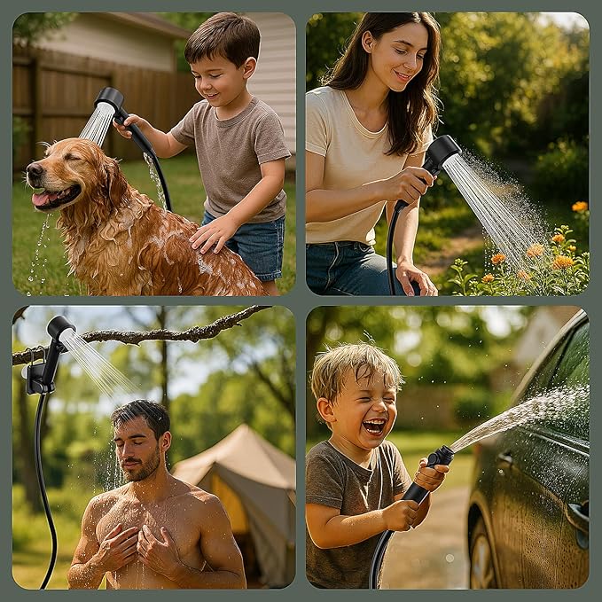 IGRL Portable Shower for Camping, Powerful 10L/Min Water Flow, Rechargeable Shower Pump with Bath Sponge, 4 Spray Modes, IPX8 Waterproof, 7800mAh Battery, Ideal for Hiking, Travel, Pet, Car Wash