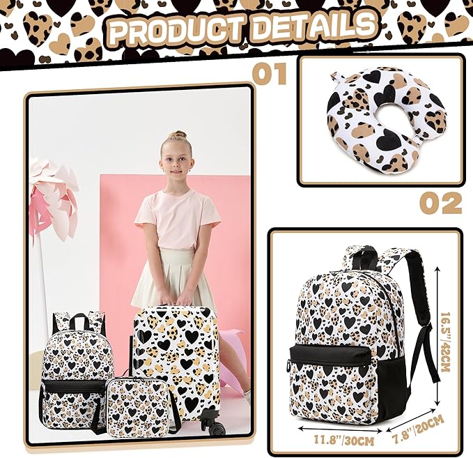 Kids Luggage with Spinner Wheels 5 Piece Carry on Suitcases for Girls 16" Toddler Suitcase Set Airline Approved (Purple Tower)