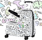 smilesun 20" Kids Ride On Luggage with DIY Coloring, Durable Lightweight Carry On Travel Suitcase with Spinner Wheels, TSA Lock