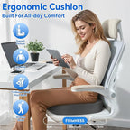 CushZone Seat Cushion, Office Chair Cushions, Car Seat Cushion, Non-Slip Sciatica & Back Coccyx Tailbone Pain Relief Chair Pad, Memory Foam Butt Pillow for Computer Desk, Wheelchair, Driving (Grey)