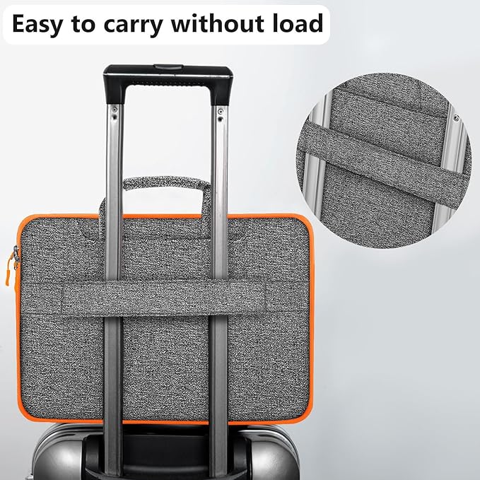 Hseok Laptop Shoulder Bag 13-14 inch Shockproof Water-Resistant HandBag with Small Case Compatible with MacBook Pro/Neo 14" M5/M4/M3/M2/M1, Mac Air/Pro 13.3", XPS 13/14, Most 13"-14" PC,Gray-orange