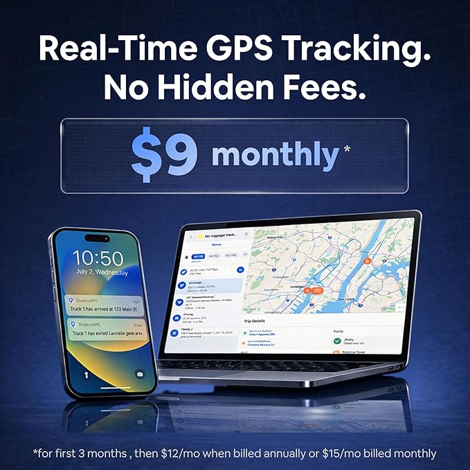 Hidden GPS Tracker for Vehicles - $9/mo with 5 sec Updates - Real Time Car Tracker with Trip History, Driving Alerts, GeoFence for Fleets & Family, Rechargeable Battery (Tracker Only)