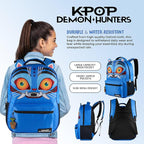 AI ACCESSORY INNOVATIONS K-Pop Demon Hunters 16” Backpack for Girls, Featuring a Big Face Derby with 3D Ears and Embroidery, Rubber Molded Bag Charm, Derby