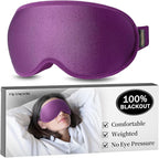 Blackout Eye Mask for Deep Sleep, 3D Weighted Sleep Mask for Women, Zero Pressure, Lash-Friendly, Perfect for Airplane Travel, Meditation, Yoga, Relaxation & Gifting, Purple