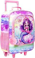 Girls Suitcase, Kids Sequins Rolling Luggage, Cute Mermaid Travel Carry on for Elementary Preschool Toddler