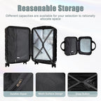 20 Inch Carry on Luggage with 14 Inch Cosmetic Case, 2 Pcs Hardshell Lightweight Durable Spinner Suitcase Set for Travel, Women, Men, TSA Lock, ABS, 20+14 Inch, Black