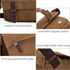 Evergoo Vintage Messenger Bag Unisex Shoulder Bags Canvas Satchel Cross Body Work Satchel Briefcase for 15.6 Inch Laptop