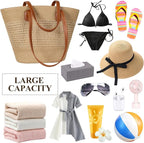 Trifabricy Beach Bags for Women, Large Beach Bag, Woven Straw Tote Bags Waterproof, Weaving Swim Shopping Travel Bag