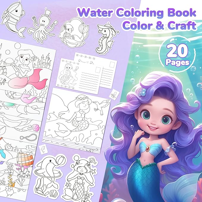 JoyCat Paint with Water Coloring Books for Toddlers, Watercolor Painting Sets for Kids Ages 3-5 4-8, Arts and Crafts Drawing Activities Toy Birthday Gifts for Boys Girls (Underwater World)