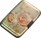 ELFISH Mini RFID Aluminum Wallet Credit Cards Holder Business Card Case Metal ID Case for Men Women(Champagne rose)