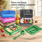 Amathley Bento Box Adult Lunch Box Kids,Lunch Containers for Adults/Kids/Toddler,5 Compartments Bento Lunch Box with Sauce Vontainers,Microwave & Dishwasher & Freezer Safe,BPA-Free (Emerald green)