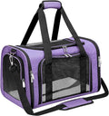 Soft-Sided Cat/Dog/Pet Carrier, Collapsible Pets Travel Carriers for Big Cats/Small Dogs with Shoulder Strap & Removable Mat, Mesh Puppy Carry Bag, Up to 25 Lbs(Purple)