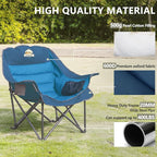 Colegence Oversized XL Padded Camping Chair Set of 2 Wide Heavy Duty Lawn Chairs Support 450 LBS Portable Folding Gaint Plus Camp Chair for Outdoor Outside Sports Baseball Soccer-Blue