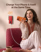 charmast Portable Charger,Power Bank Built-in Cables and AC Wall Plug,10000mAh USB C Fast Charging,External Battery Pack Slim,Travel Essentials Compatible with iPhone,iPad,Samsung,Android