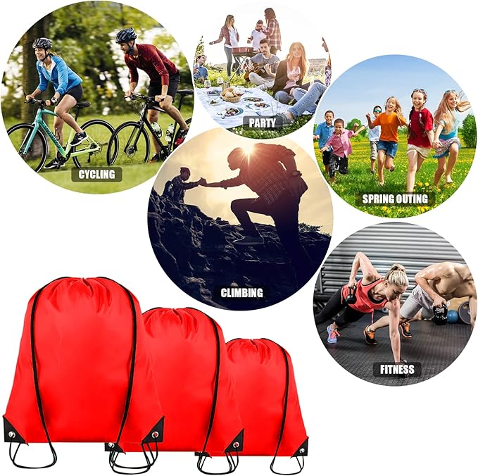 Grneric 60 Pieces Drawstring Backpack Bulk Cinch Sackpack Ployster Drawstring Bags for Gym Party Trip(Red)