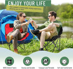 2 Pack Compact Camping Chairs Portable Folding for Outside with Carry Bag Lightweight Moon Chairs for Travel Picnic Hiking Beach Fishing, 600D Oxford, Supports 330lbs(Red, Black)