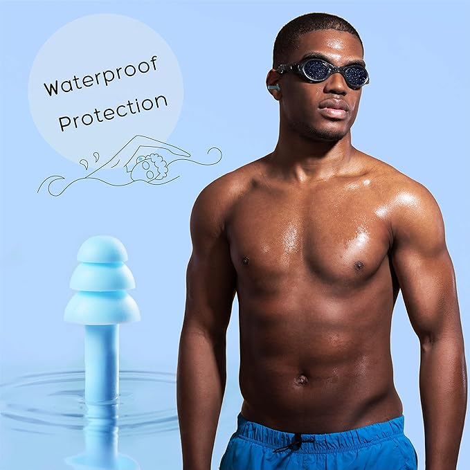 Soft Ear Plugs for Sleeping Noise Reduction, Made of Silicone, Suitable for Sleeping & Swimming, Soft Reusable Earplugs for Noise Reduction, Adjustable Size for Concerts & Snoring (3 Pairs)