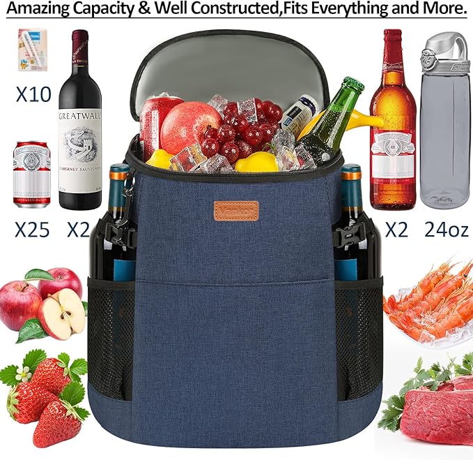 Camping Cooler Backpack 30 45 Cans, Soft Backpack Coolers Insulated Leak Proof Travel Cooler Bag Waterproof Lunch Picnic Beach Work Trip Thermal Bag Drink Beverage Beer Bag Cooler