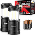 GearLight Camping Lantern - 2 Portable LED Battery Powered Lantern with Magnetic Base and Foldable Hook for Emergency Use or Campsites, Essential Hurricane Survival Kit with Batteries - Black