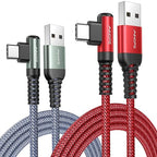AINOPE USB Type C Cable [2-Pack, 6.6ft] 3.1A USB Fast Charge Cable Right Angle，Resistant Nylon Braided USB C Charging Cable Compatible with Galaxy S10 S9 S8 Plus S21, Note 10 9 8, V20