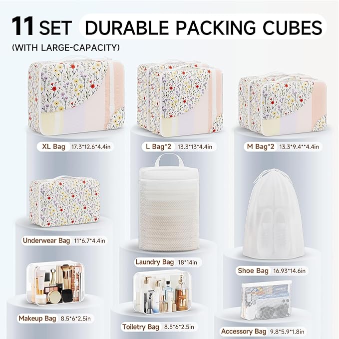 11 Set Packing Cubes for Travel, Gifts for Women Mom,Anti-Tearing Suitcase Organizer,OlarHike Vacation Essentials & Accessories for Cruise Ship