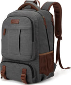Tzowla Canvas Laptop Backpack, Bag for Men Women,Travel Work Rucksack Fits 17.3 Inch Laptop, Large Capacity Bookbag(Dark Grey)