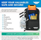 HERO Neck Wallet - RFID Blocking Passport Holder, Easy to Conceal Travel Pouch (Black)
