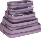 Remobia Hicol TSA Approved 5-Piece Diaper Bag Organizer Pouch Set Clear Waterproof TPU Kids Toiletry Storage Set Travel Packing Clutch Cube Bags for Baby Nursing (Purple)