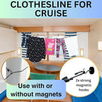 Magnetic Clothesline for Cruise Ship Cabin Approved - Strong Rubber Coated Non-Scratch Magnets, Travel Clothesline for Cruise Ship Essentials 2026 Updated Stronger Magnets