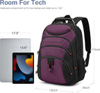 Boavan Laptop Backpack for men, 15.6 inch Laptop Bag with USB Port, Waterproof Travel Work Backpack Purse, Anti-Theft Teacher Nurse Doctor Casual Bookbags Office Business backpack，Purple Black
