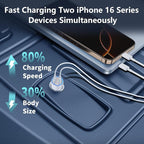 [Apple MFi Certified] iPhone Car Charger, Linocell 60W Dual PD USB-C Poewr Cigarette Lighter USB-C Car Carplay Fast Charger + 2Pack Type-C to Lightning Cable for iPhone 14 13 12 11 Pro XS XR X SE iPad