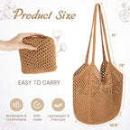 Tavaleu Crochet Tote Beach Bags for Women, Mesh Beach Tote Knit Bag, Summer Vacation Aesthetic Boho Hobo Shoulder Bag